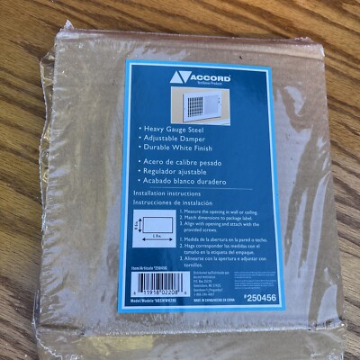 ＹＵＵＵ Brand New Accord Sidewall/Ceiling Register 8” x 6” White Free S/H