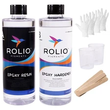 Rolio - Epoxy Resin and Hardener 32 oz Kit, Crystal Clear, Glossy, UV Resistant