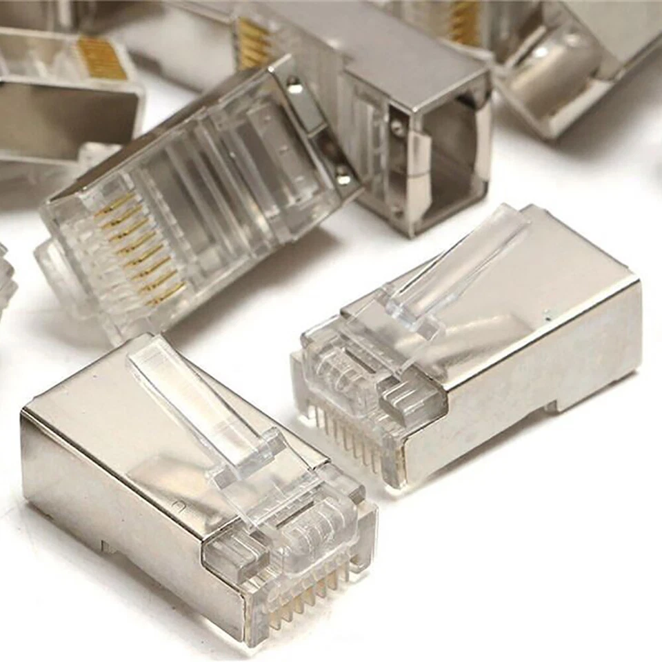 100 pcs RJ45 8P8C CAT5E Shielded Modular plug gold plated network connector - Image 4 of 4