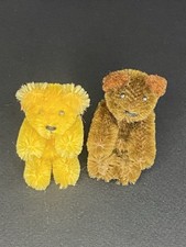 2 Vintage Miniature Fully Jointed Teddy Bears, Golden  Dark Brown 2 3/4 Inches
