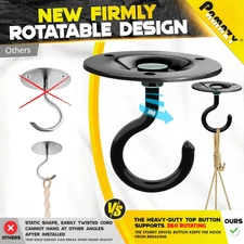 [UPGRADED] 2Pcs 200LBS Rotatable Ceiling Hooks Black Firmly Wall Mount Metal ...