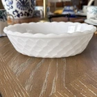 Vintage Milk Glass E.O. Brody Quilted Diamond Honeycomb Oval Dish Bowl MJ-50