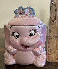 Vintage Lefton Pink Elephant Creamer and Sugar Bowl Set Japan Ceramic 1950s Rare