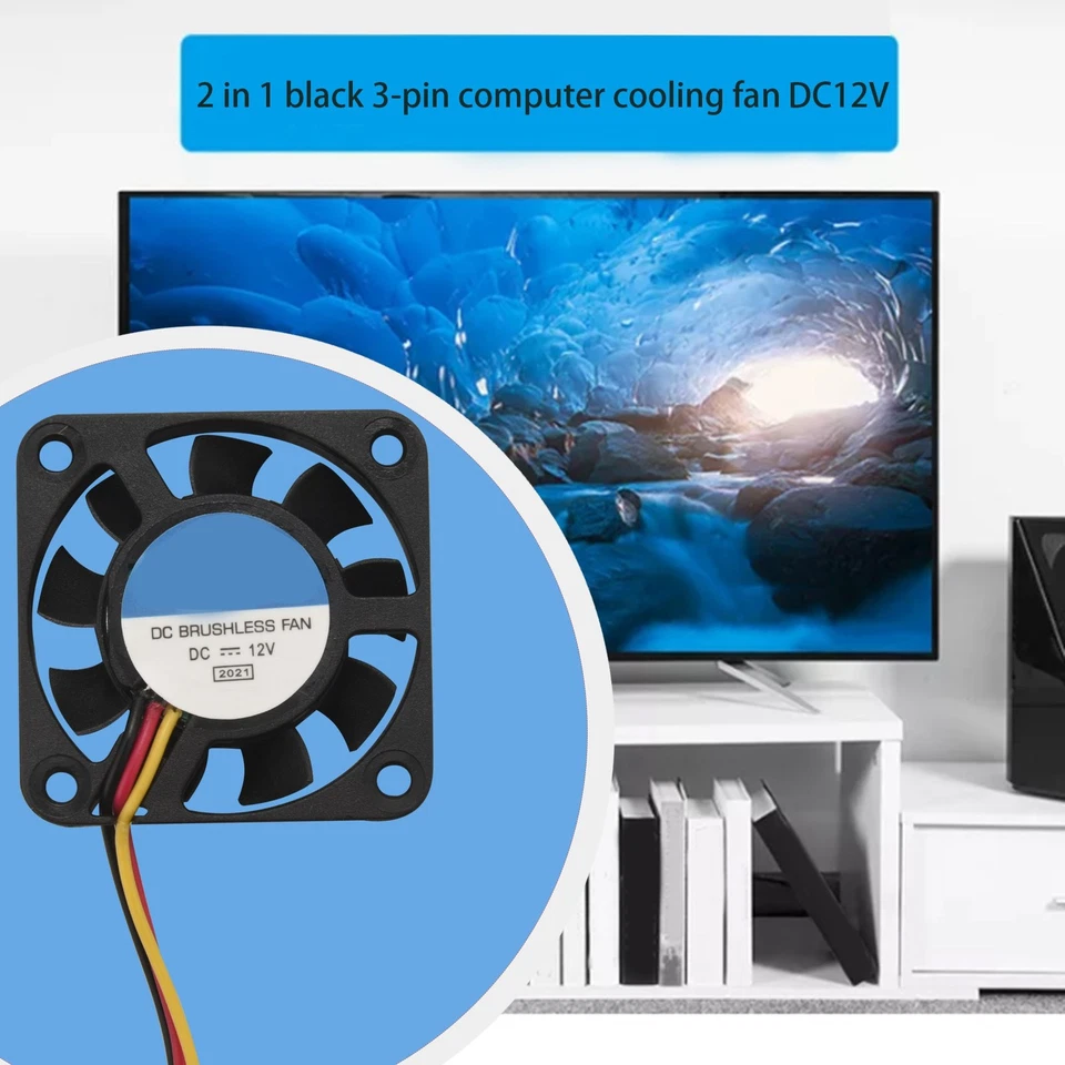 2 Pcs 3 Pin 40mm Square PC Computer Cooling Fan DC 12V Black C5M49301 - Image 4 of 4