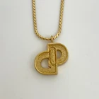 Collana Christian Dior logo strass collana CD placcato oro donna