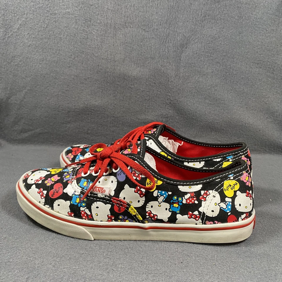Vans Hello Kitty Zapatos Mujer Talla 7 Hombre 5.5 Negro Rojo Zapatillas de Lona con Cordones Foto 3 de 4