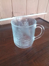 vintage Duralex Christmas Tree Mug, likely from the 1980s.