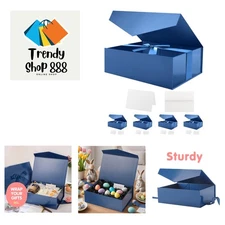 5 Large Gift Boxes - Blue Glossy Finish, Magnetic Closure, Perfect for Gifting