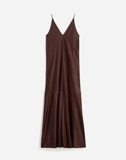 $158 Madewell Satin Sleeveless Maxi Slip Dress Brown Size 0