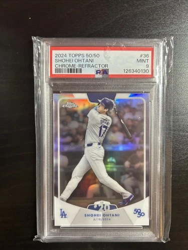2024 Topps 50/50: Shohei Ohtani #36 chrome refractor PSA 9 Low Pop Dodgers MVP