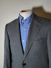 CANALI 38R Water Resistant Black White Houndstooth Check Coat Blazer Jacket 48R