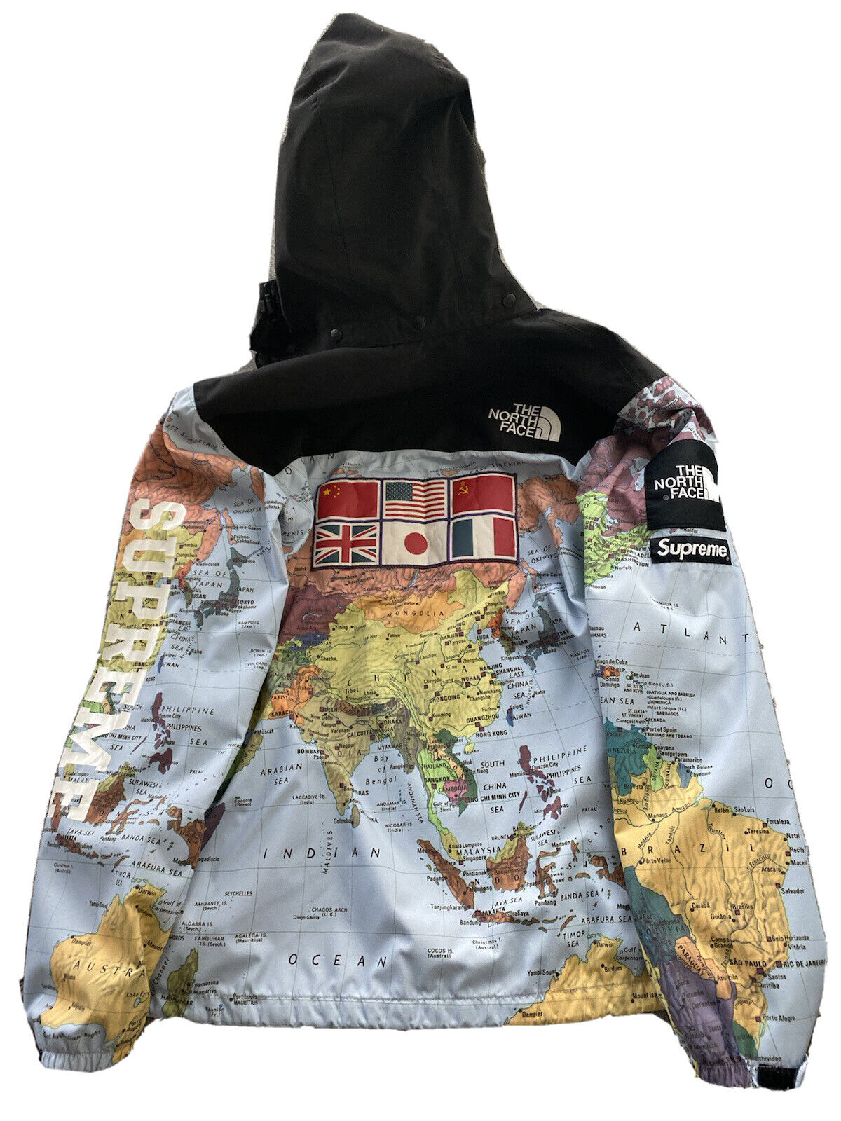 Supreme TNF North Face Atlas World Map Coaches Jacket W Hood Snaps Rare Supreme TNF North Face Atlas World Map Coaches Jacket W Hood Snaps Rare