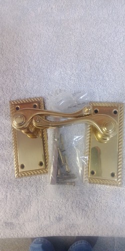 Georgian Style Scroll Brass Finish Door Handles, Internal Door Handles. - Picture 3 of 4