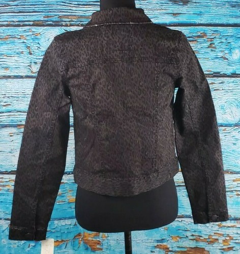 MUDD Girls Brown Black Cheetah Print Demin Jacket Girl's Size 16 - Picture 3 of 6