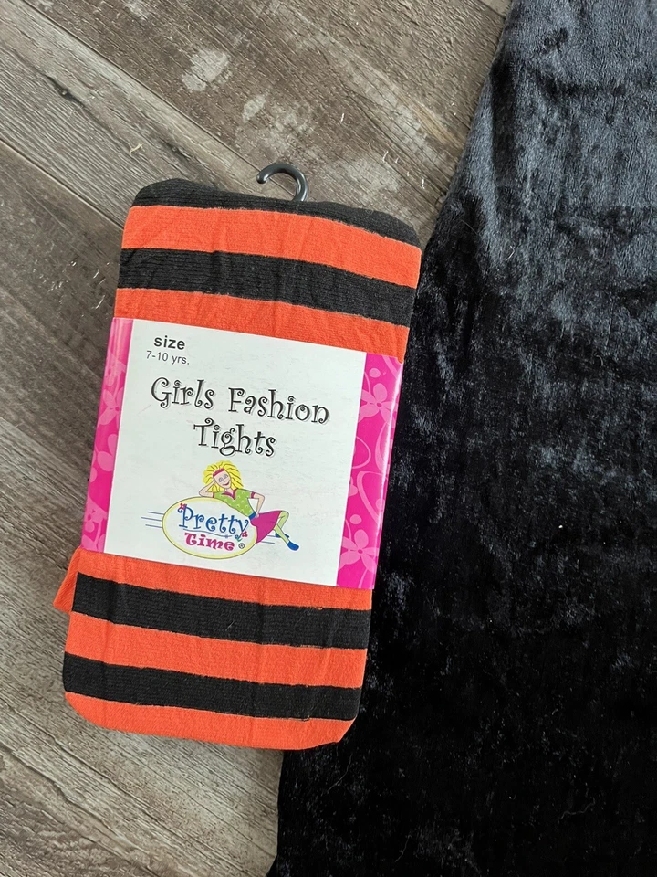 Disguise Dept 56 Witches Hat Tights Gloves Dress Halloween Costume 7-8 K3 - Image 2 of 4