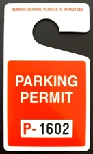 ⭐DELUXE/BEST!⭐ BIG PARKING PERMIT PLASTIC HANG TAG PERMITS  4 3/4" (ORANGE/NEW!)