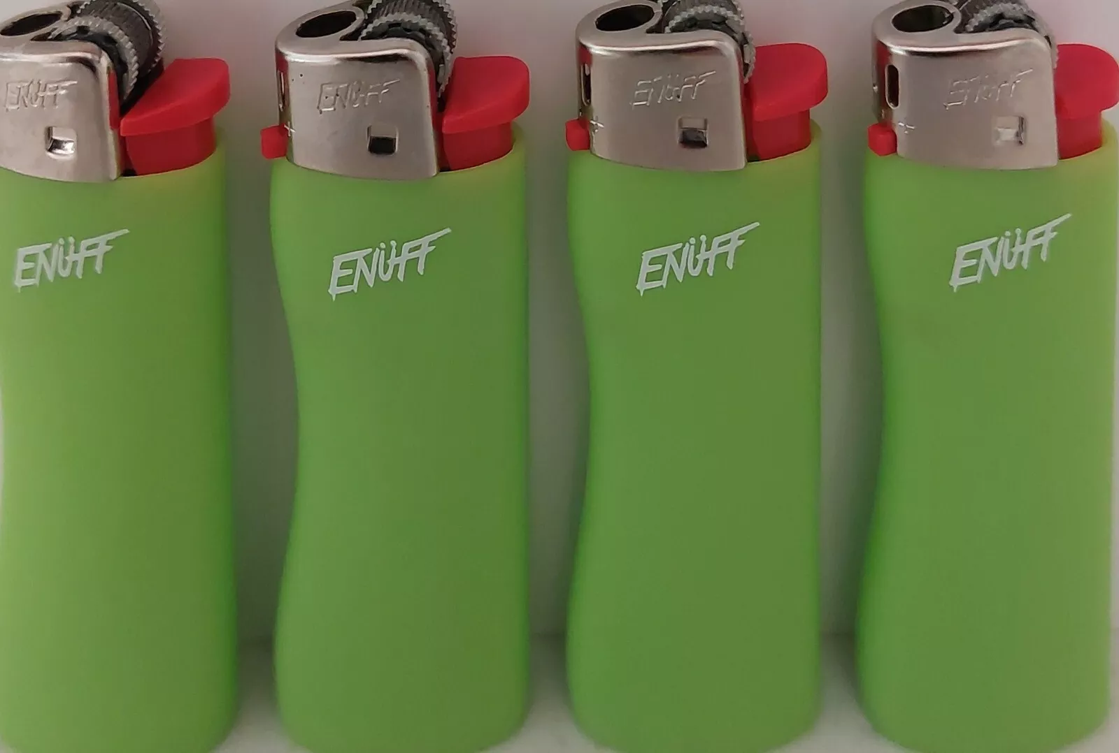 4x Great Rubberised Gas Refillable Adjustable Normal Flame Mini Lighters Green - Picture 1 of 1