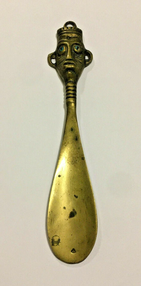 Rare Vintage Handmade Brass Shoehorn / 17.7 cm (6.96") / 77 gm (2.71oz) - Image 2 of 4
