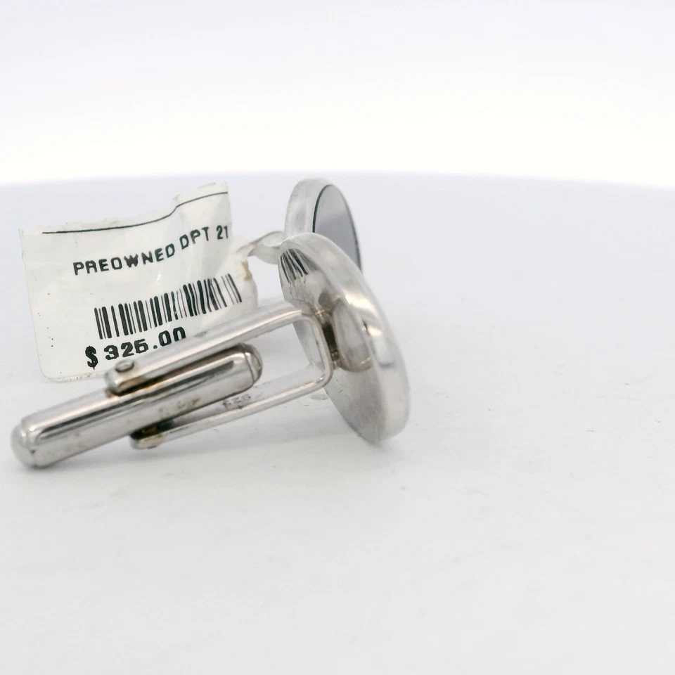 Gemelli In Argento Sterling .925 Con Incastro Di Onice Nero - Immagine 3 di 4