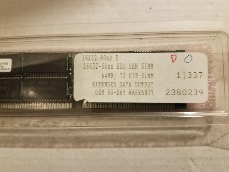 16x32 60ns 64MB 8 CHIP EDO SIMM 72 Pin Extended Data Output Memory Module B81375 - Image 3 of 3