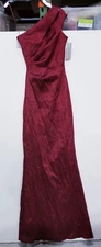 Rickie Freeman For Teri Jon One-Shoulder Cutout Jacquard Gown Sz 2 - Cranberry