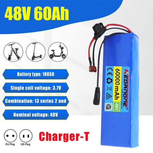 Batería Li-ion 48V 60Ah 13S2P con bicicleta eléctrica BMS T+DCPlug + cargador 54.6A - Imagen 15 de 20