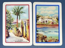 EN188 Swap Playing Cards 2 VINTAGE ENGLISH NAMED BERMUDA TOM MOORE HOUSE & LANE