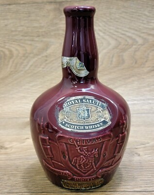 Chivas Brothers ''Royal Salute'' Scotch Whiskey Dark Burgundy 750 ml Empty Bottle.