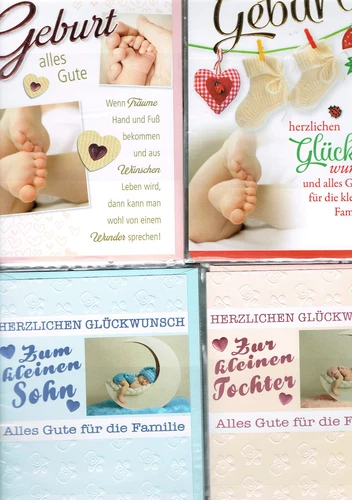 Congratulations Card, Birth, Boy Girl, Card Congratulations, DIN C 6 DIN A 4, 3D