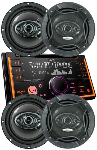JVC KW-R940BTS 2-Din LCD Bluetooth Car Stereo + 4x Audiotek K65.4 -6.5" Speaker