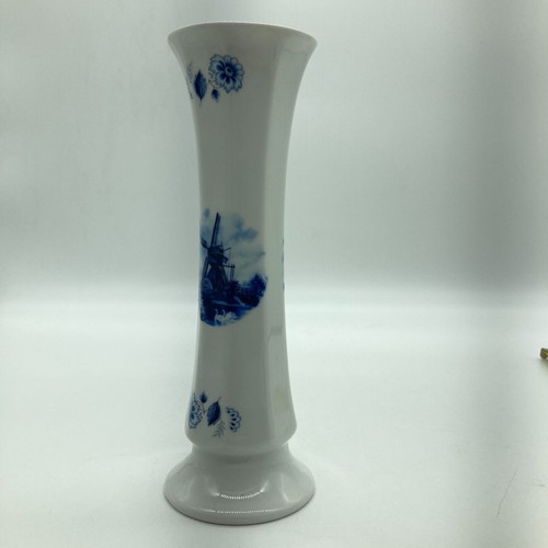 Vintage Vase Ter Steege BV Windmill 7.5"h Delft Blauw Holland Porcelain Cottage - Picture 7 of 13