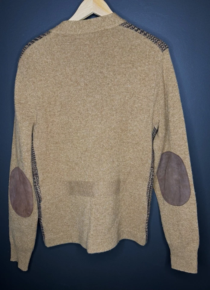 Cárdigan Polo Ralph Lauren Mediano Pata de Gallo Cuero Cachemir RRL Caballeros Tweed Foto 4 de 4