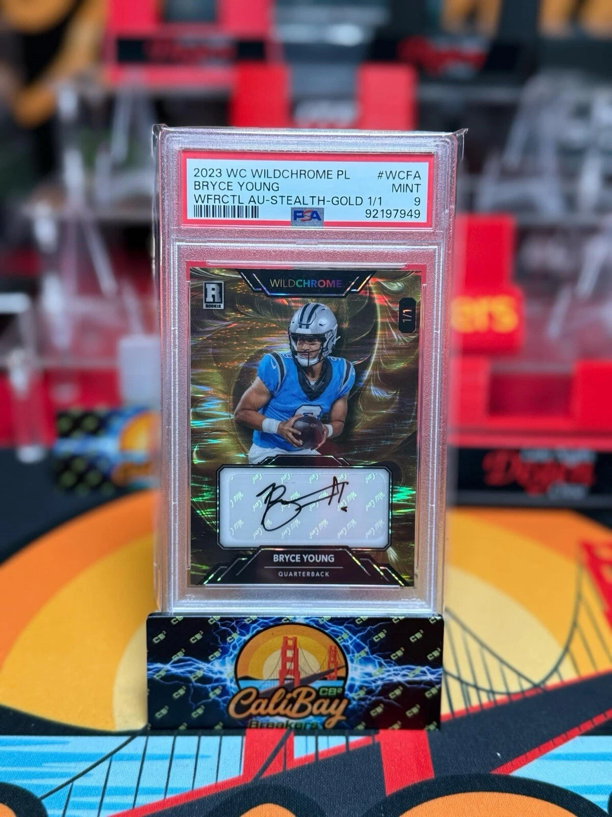 Bryce Young Wild Card Wildchrome Pro-Look Hobby Wildfractal Autographs #WCFA Stealth Foil-Gold 1/1