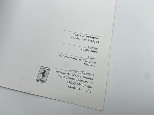 FERRARI SCUDERIA 16M 458 CALIFORNIA WARRANTY CARD MANUAL | BLANK SERVICE 3562/09 - Picture 4 of 4