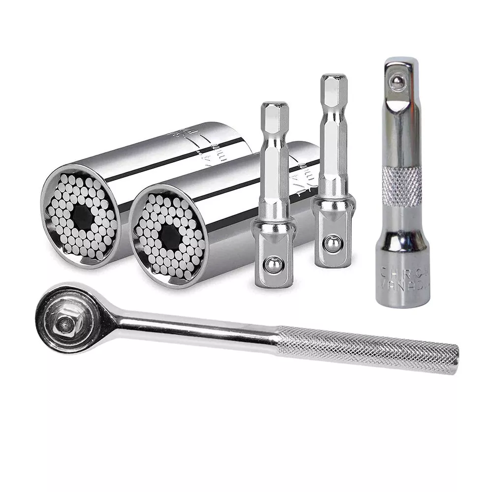 Universal Socket Wrench Magical Grip Alligator Multi Tool with Drill Adapter 3PC
