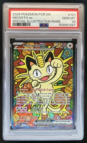 2026 Pokemon Perfect Order Meowth ex Special Illustration Rare #121/088 PSA 10