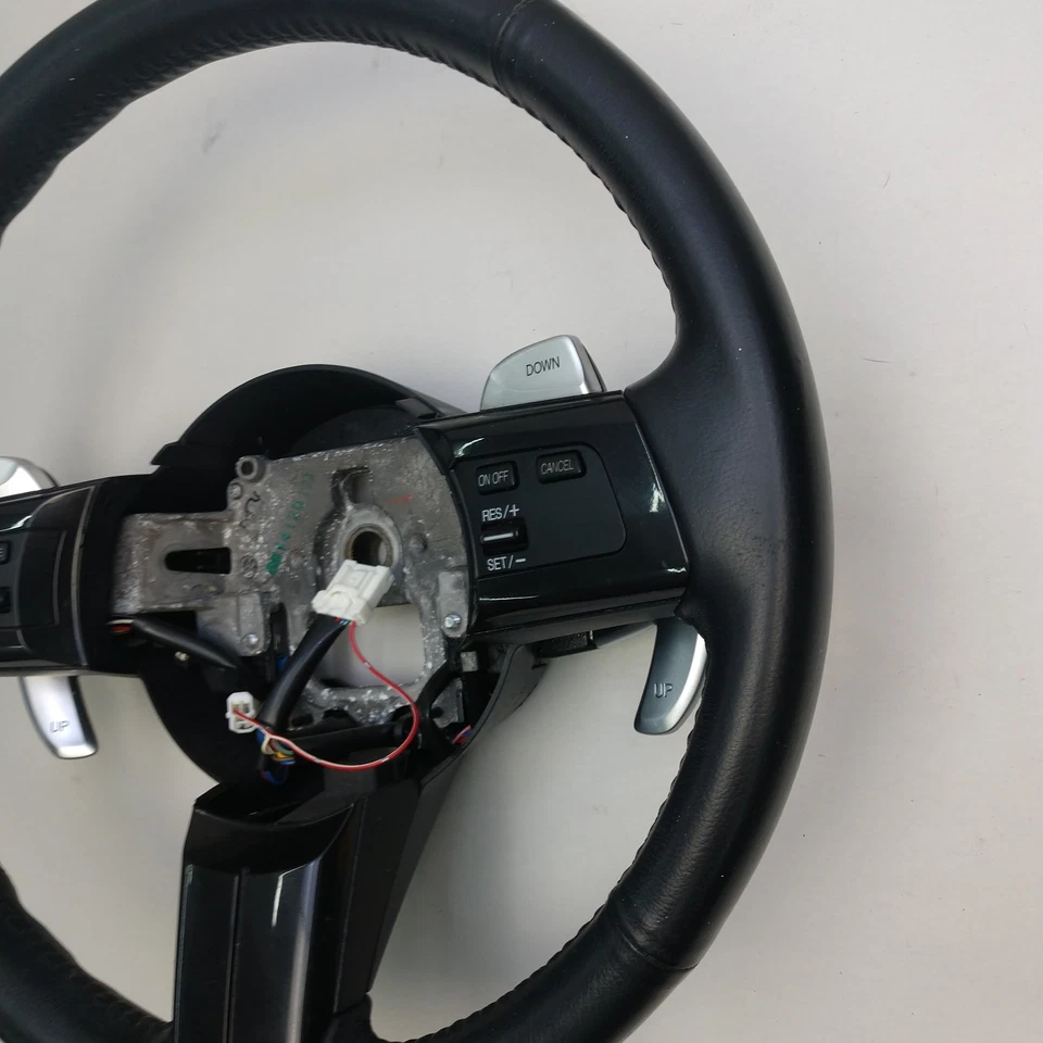 2008-2015 Mazda MX-5 Miata Black Leather Wrapped Steering Wheel Paddle Shifters - Image 3 of 4