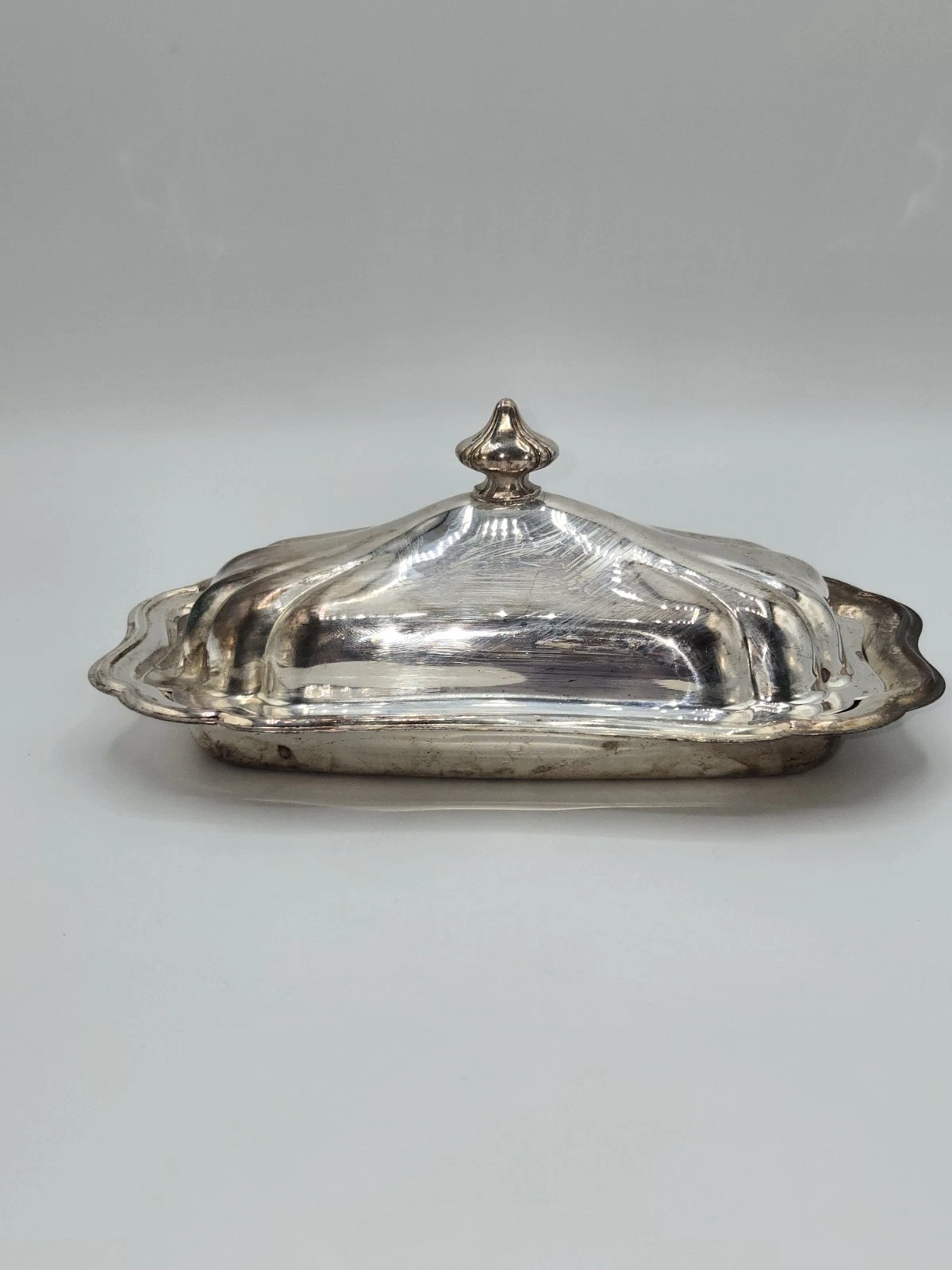 Gorham Heritage Silverplate Butter Dish With Lid and Glass Insert 7.5" X 3.1/4"