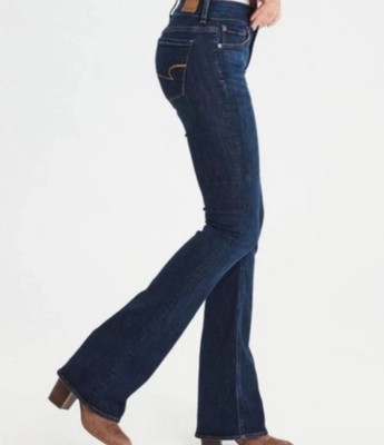 American Eagle Artist Boot Cut Low Rise Dark Jeans Women's 2 Long Stretch ~ NICE