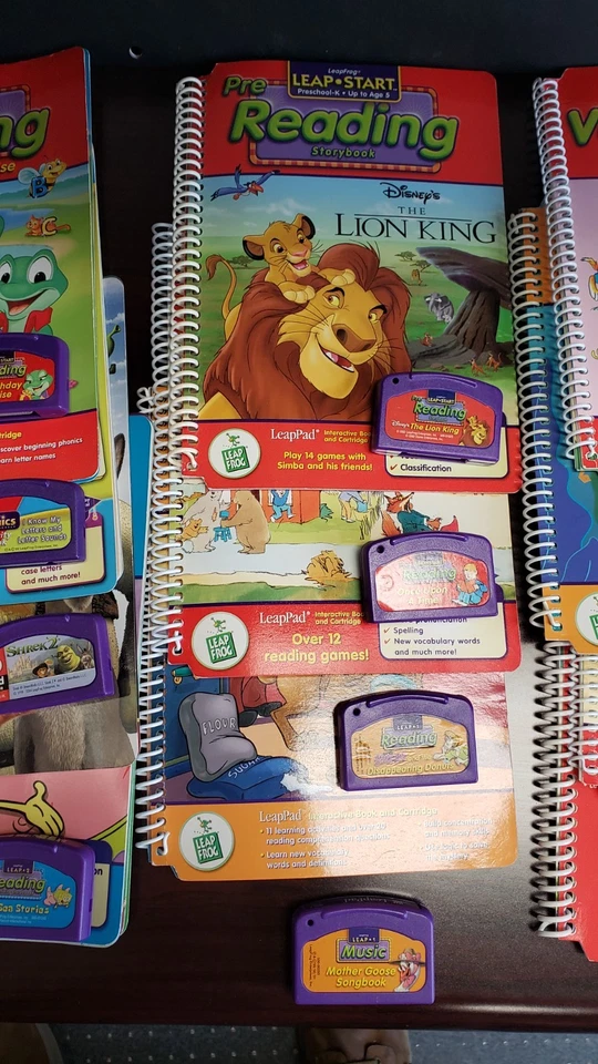 Lot Of 12 Leap Frog Leap Pad Cartridges with 11 Books Sponge Bob Shrek Lion King - Image 4 of 4