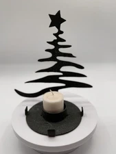 Metal Christmas Tree Tea Light Votive Candle Holder  7” Rustic Cabin Mountains