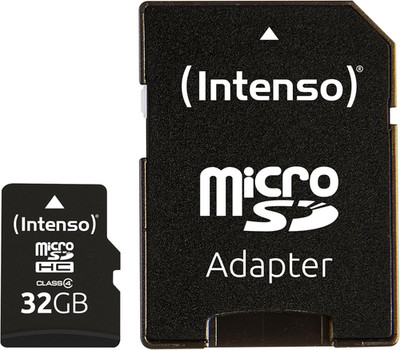 Intenso Microsdhc 32GB Class 4 Speicherkarte Inkl. Sd-Adapter, Schwarz