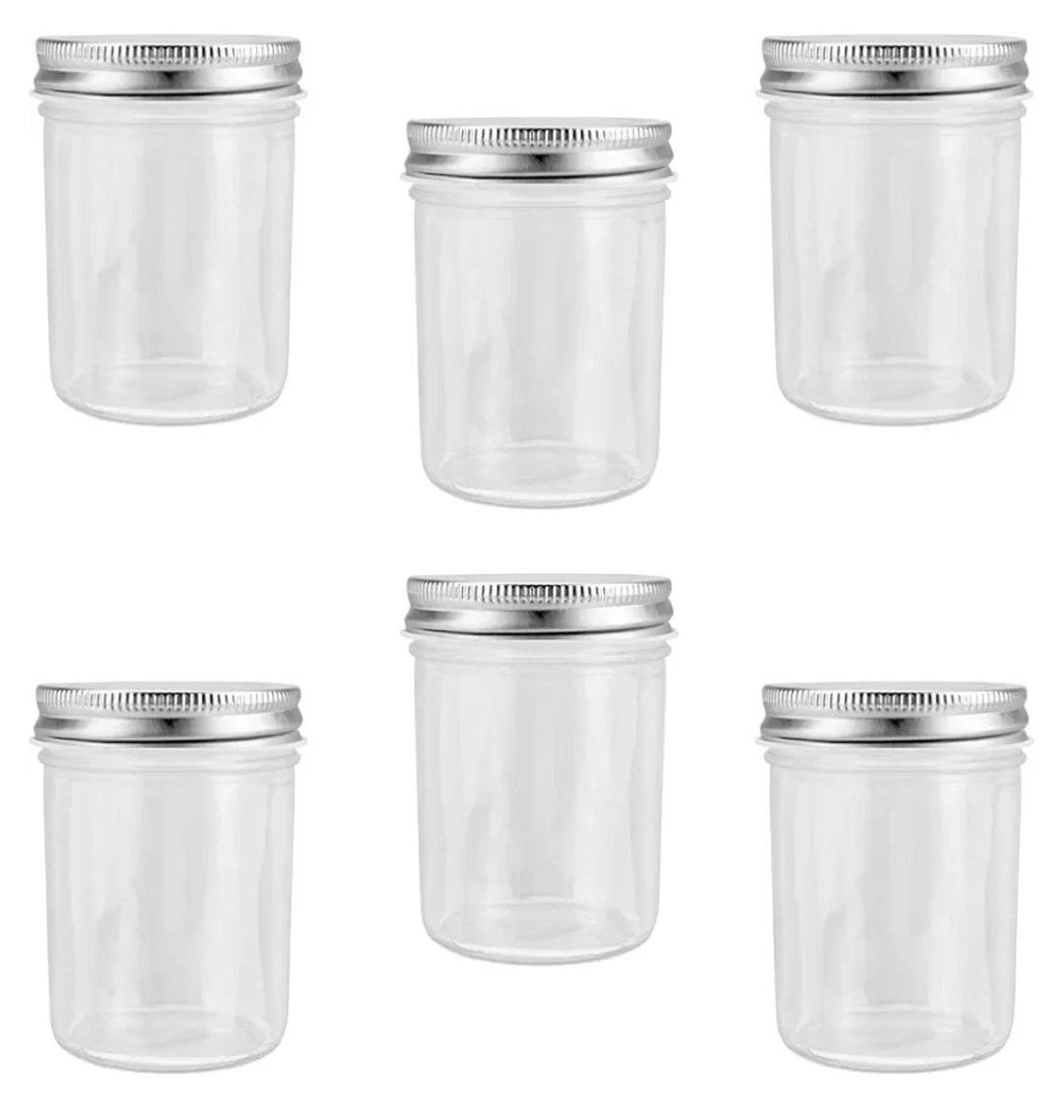 6ct Glass Mason Jars 16oz Wide Mouth Airtight Metal Lids Bands Food Storage