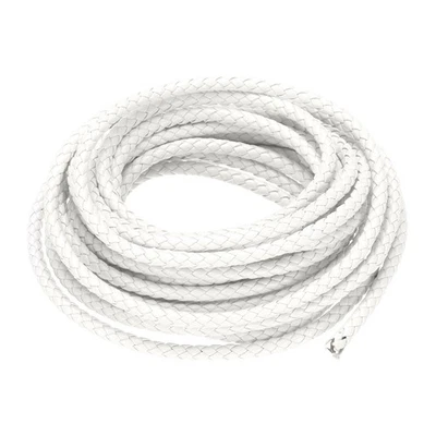 Cordons en cuir tressé, bracelet rond en cuir, 5 mm 5 yards, blanc - Photo 1/4