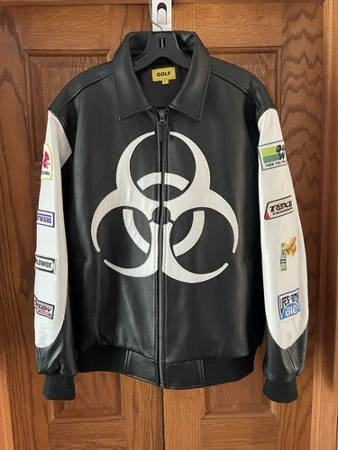 Golf Wang Racing Biohazard Leather Jacket/Pants Set Men's. video thumbnail