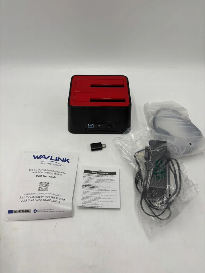 WAVLINK USB 3.0 to 2.5" 3.5'' SATA Hard drive Docking Station Dual Bay HDD/SDD - Image 2 of 4