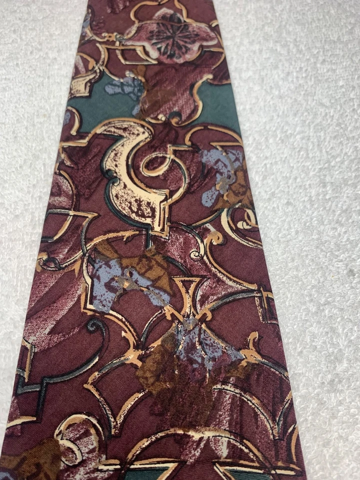 BAJO HOMBRE CORBATA BORGOÑA VERDE MARRÓN ORO 4 X 58 Foto 3 de 4