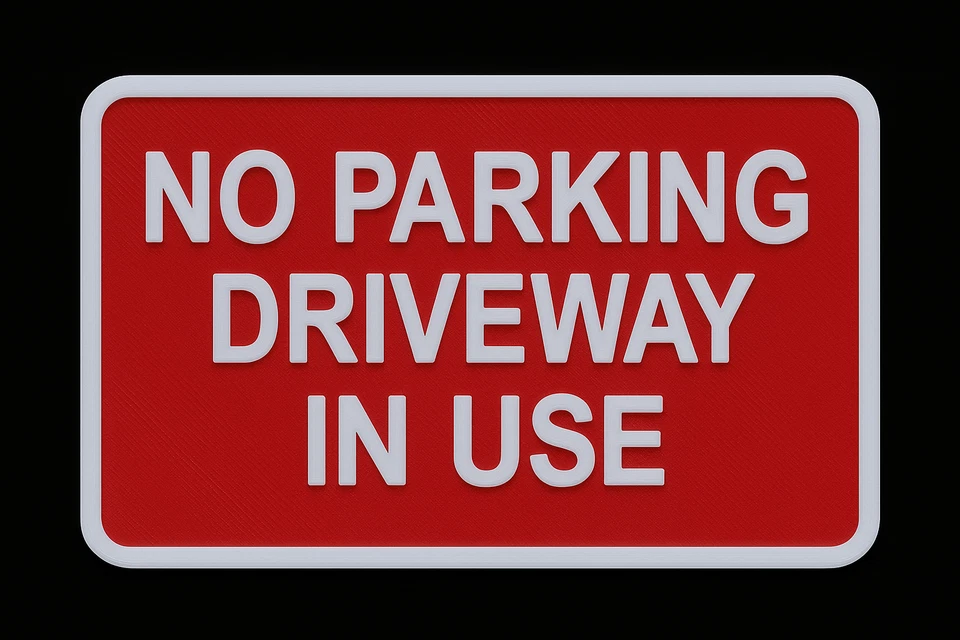 No Parking Einfahrt IN Verwendung 3D Schild Außen Petg Wasserfest Adh. 175x110mm - Bild 1 von 1