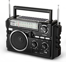 AM FM SW Radio Portable with Dual-Antenna Excellent Reception,SolarBattery