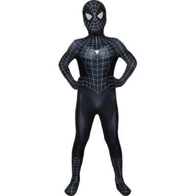 Kids Spider-Man3 2007 Venom Outfits Costume Black Cosplay Jumpsuit